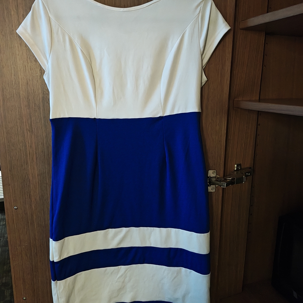SHEIN Blue and White Midi Dress